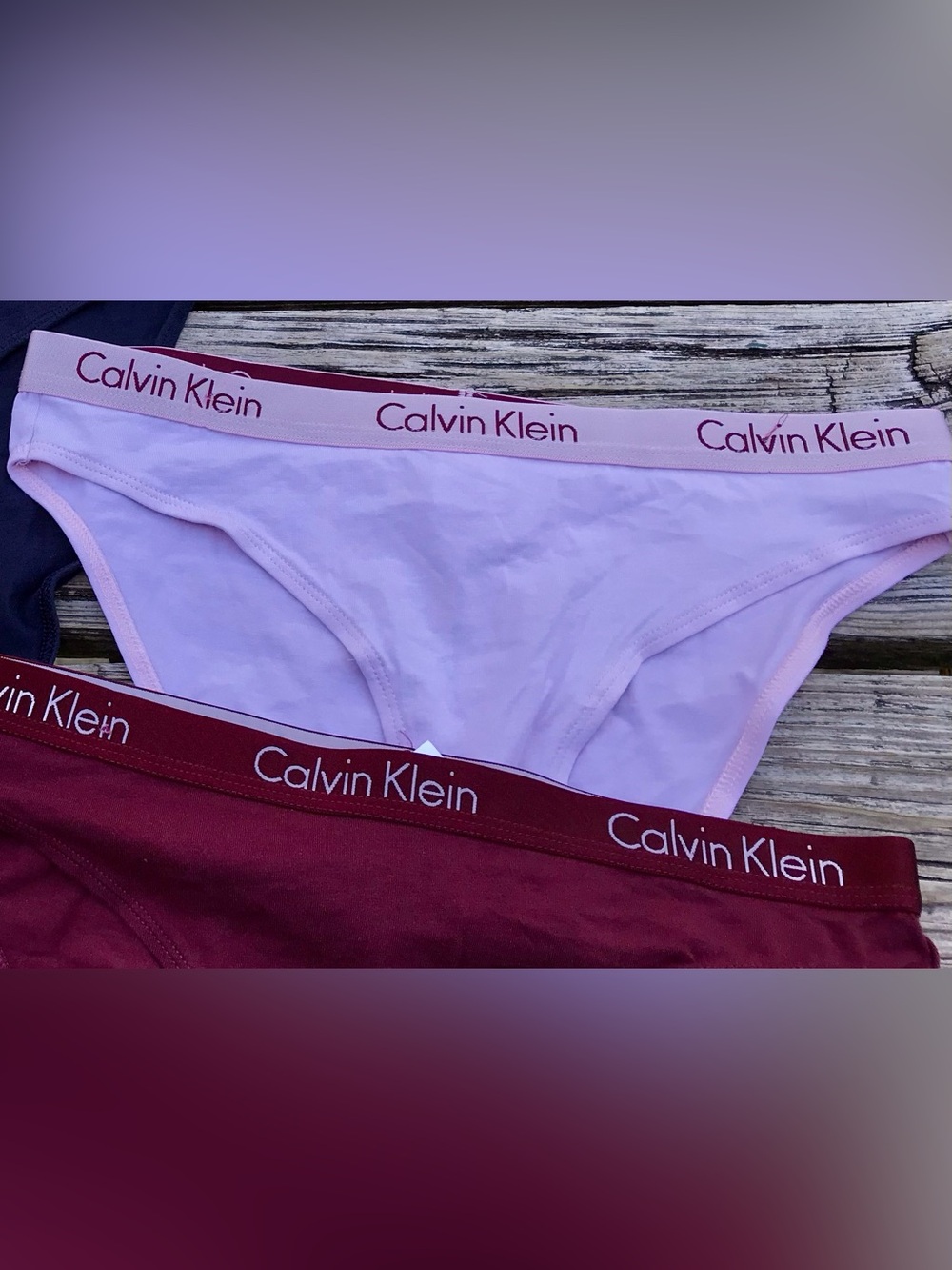New No Tags Ladies M 2 Pair CK CALVIN KLEIN Pink Maroon Bikini Underwear - Picture 2 of 7